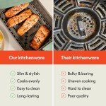 bella 6 Qt Slim Air Fryer, Fits-anywhere™ Kitchenware, EverGood™ Ceramic Nonstick Coating, Adjustable Temperature, 6 Preset Cooking Options, 60 Min Auto Shutoff w Audible Tone, 5lb Capacity, Seaglass