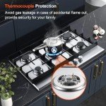 Eascookchef 30 inch Gas Cooktop, Gas Stove Top with 5 High Efficiency Burners, Bulit-in Stainless Steel Gas Hob for Kitchen, NG/LPG Convertible Gas Stovetop, Thermocouple Protection