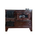 Cast Iron Stove - Wood Burning Cooker with Oven, Brick Lined Fireplace, Warming Heater - Made in Turkiye (Brown, No Window)