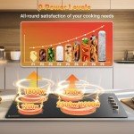 AMZCHEF 30 Inch Electric Cooktop 4 Burners, Upgraded 6700W Knob Control Built-in Ceramic Cooktop,Electric StoveTop,9 Heating Level,Hot Surface Indicator, 220V~240V,Hard Wire(No Plug)