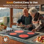 AMZCHEF 30 Inch Electric Cooktop 4 Burners, Upgraded 6700W Knob Control Built-in Ceramic Cooktop,Electric StoveTop,9 Heating Level,Hot Surface Indicator, 220V~240V,Hard Wire(No Plug)