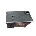 Cast Iron Stove - Wood Burning Cooker with Oven, Brick Lined Fireplace, Warming Heater - Made in Turkiye (Brown, No Window)