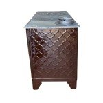 Cast Iron Stove - Wood Burning Cooker with Oven, Brick Lined Fireplace, Warming Heater - Made in Turkiye (Brown, No Window)