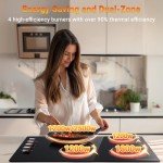 AMZCHEF 30 Inch Electric Cooktop 4 Burners, Upgraded 6700W Knob Control Built-in Ceramic Cooktop,Electric StoveTop,9 Heating Level,Hot Surface Indicator, 220V~240V,Hard Wire(No Plug)