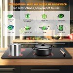 AMZCHEF 30 Inch Electric Cooktop 4 Burners, Upgraded 6700W Knob Control Built-in Ceramic Cooktop,Electric StoveTop,9 Heating Level,Hot Surface Indicator, 220V~240V,Hard Wire(No Plug)