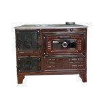 Cast Iron Stove - Wood Burning Cooker with Oven, Brick Lined Fireplace, Warming Heater - Made in Turkiye (Brown, No Window)