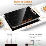 AMZCHEF 30 Inch Electric Cooktop 4 Burners, Upgraded 6700W Knob Control Built-in Ceramic Cooktop,Electric StoveTop,9 Heating Level,Hot Surface Indicator, 220V~240V,Hard Wire(No Plug)