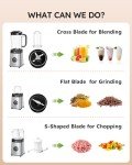 Sangcon Blenders for Kitchen, Blender and Food Processor Combo, 5 in 1 Blender for Shakes and Smoothies, Meat Chopped, Grinding & more, 40 oz Jar & 17oz Cup with To-Go Lid