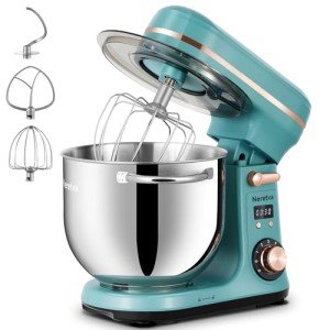 Neretva Stand Mixer, [6.34QT/ 6+P Speed/ 400W] Mixers Kitchen Electric Stand Mixer Lightweight & Large Capacity & LED Display Kitchen Mixer with Stainless Steel Bowl, Whisk, Flat Beater, Dough Hook