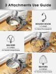 9.5 QT Double Handle KUCCU Stand Mixer, 6 Speed with Pulse Electric Kitchen Mixer, 660W Tilt-Head Food Mixer with Dishwasher-Safe Dough Hook, Flat Beater, Whisk, Splash Guard for home baking (Silver)