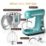 Neretva Stand Mixer, [6.34QT/ 6+P Speed/ 400W] Mixers Kitchen Electric Stand Mixer Lightweight & Large Capacity & LED Display Kitchen Mixer with Stainless Steel Bowl, Whisk, Flat Beater, Dough Hook