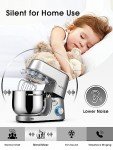 9.5 QT Double Handle KUCCU Stand Mixer, 6 Speed with Pulse Electric Kitchen Mixer, 660W Tilt-Head Food Mixer with Dishwasher-Safe Dough Hook, Flat Beater, Whisk, Splash Guard for home baking (Silver)
