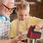 Yomelo 9-Speed Digital Hand Mixer Electric, 400W DC Motor, Hand Mixer electric Handheld with Snap-On Storage Case, Touch Button, Turbo Boost, 5x Stainless Steel Accessories (Red)