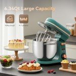 Neretva Stand Mixer, [6.34QT/ 6+P Speed/ 400W] Mixers Kitchen Electric Stand Mixer Lightweight & Large Capacity & LED Display Kitchen Mixer with Stainless Steel Bowl, Whisk, Flat Beater, Dough Hook
