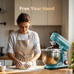Neretva Stand Mixer, [6.34QT/ 6+P Speed/ 400W] Mixers Kitchen Electric Stand Mixer Lightweight & Large Capacity & LED Display Kitchen Mixer with Stainless Steel Bowl, Whisk, Flat Beater, Dough Hook