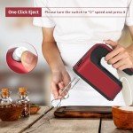 Yomelo 9-Speed Digital Hand Mixer Electric, 400W DC Motor, Hand Mixer electric Handheld with Snap-On Storage Case, Touch Button, Turbo Boost, 5x Stainless Steel Accessories (Red)
