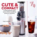 DASH Deluxe Compact Masticating Slow Juicer, Easy to Clean Cold Press Juicer with Brush, Pulp Measuring Cup, Frozen Attachment and Juice Recipe Guide - Graphite