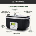 GreenPan Elite 8 - in -1 Programmable 6QT Electric Slow Cooker, Dishwasher Safe Lid & Removable Crock, PFAS-Free Healthy Ceramic Nonstick Multi-Cooker, Sear, Sauté/Brown, Steam Basket, Roast, Black
