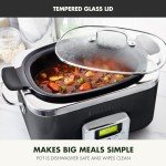 GreenPan Elite 8 - in -1 Programmable 6QT Electric Slow Cooker, Dishwasher Safe Lid & Removable Crock, PFAS-Free Healthy Ceramic Nonstick Multi-Cooker, Sear, Sauté/Brown, Steam Basket, Roast, Black