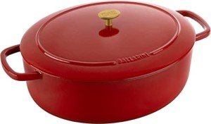 BALLARINI Bellamonte Cocotte, Dutch Oven, Enameled Casserole, Cast Iron Casserole, Oval, 37 cm, 9.5 Litres, Red