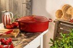 BALLARINI Bellamonte Cocotte, Dutch Oven, Enameled Casserole, Cast Iron Casserole, Oval, 37 cm, 9.5 Litres, Red