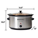 Elite Gourmet Stainless Steel Slow Cooker, Dishwasher-Safe with Tempered Glass Lid, Cool-Touch Handles, Removable Stoneware Pot, 8.5 Quart,MST-900V