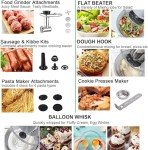 Aifeel Stand Mixer, 8.5QT+ 6QT Two Stainless Steel Bowls Electric Food Mixer, 7 in 1 Multifunctional Kitchen Mixer with Dough Hook, Whisk, Beater, Meat Grinder,Pasta & Cookie Maker-Black