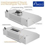 Awoco RH-C06-30 Classic 6" High Stainless Steel Under Cabinet 4 Speeds 900CFM Range Hood with 2 LED Lights Top Vent (30"W Top Vent)