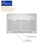 Awoco RH-C06-30 Classic 6" High Stainless Steel Under Cabinet 4 Speeds 900CFM Range Hood with 2 LED Lights Top Vent (30"W Top Vent)