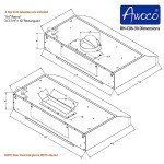 Awoco RH-C06-30 Classic 6" High Stainless Steel Under Cabinet 4 Speeds 900CFM Range Hood with 2 LED Lights Top Vent (30"W Top Vent)