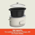 bella 6.0 Qt Programmable Slow Cooker, EverGood™ Ceramic Nonstick Coating, Adjustable Temperature & Cooking Times, Dishwasher Safe Stoneware Pot & Tempered Glass Lid, Tangle Free Cord Wrap, Oatmilk