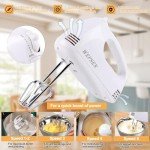 WEPSEN Hand Mixer Electric Mixing Bowls Set, 5 Speeds Handheld Mixer with 4 Nesting Stainless Steel Mixing Bowl, Measuring Cups Spoons 200W Kitchen Blender Whisk Beater Baking Supplies For Beginner