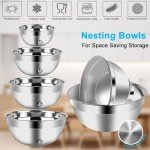 WEPSEN Hand Mixer Electric Mixing Bowls Set, 5 Speeds Handheld Mixer with 4 Nesting Stainless Steel Mixing Bowl, Measuring Cups Spoons 200W Kitchen Blender Whisk Beater Baking Supplies For Beginner