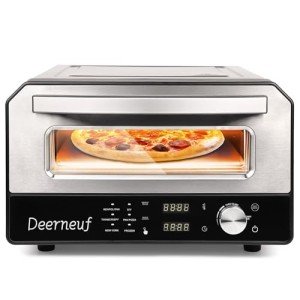 Electric Pizza Oven Indoor, Heats up to 800°F, 12” Pizzas in Minutes, Countertop Pizza Oven with 6 Touchscreen Presets, Pizza Stone and Pizza Peel Included,Stainless Steel Pizza Maker Machine for Home