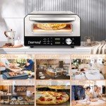 Electric Pizza Oven Indoor, Heats up to 800°F, 12” Pizzas in Minutes, Countertop Pizza Oven with 6 Touchscreen Presets, Pizza Stone and Pizza Peel Included,Stainless Steel Pizza Maker Machine for Home