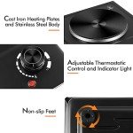 CUSIMAX Hot Plate, Single Burner Electric Cooktop, 1500W Electric Burner Hot Plate for Cooking with Adjustable Temperature, Portable Countertop Burner Stainless Steel, Black, New Model