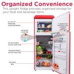 Frigidaire EFR756, 2 Door Apartment Size RETRO Refrigerator with Top Freezer, Chrome Handles, 7.5 cu ft
