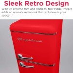 Frigidaire EFR756, 2 Door Apartment Size RETRO Refrigerator with Top Freezer, Chrome Handles, 7.5 cu ft