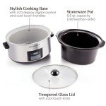 Elite Gourmet MST-900D 8.5Qt Digital Programmable XL Jumbo Slow Cooker, Adjustable Temp, Entrees, Sauces, Stews & Dips, Dishwasher Safe Glass Lid & Crock, Stainless Steel