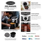 COSMO COS-23AFAKB 2.3 Quart Electric Small Air Fryer with Temperature Control, Timer, Auto Shut-Off, Non-Stick Frying Tray, 1000W Compact Mini Air Fryer (2.3 Quarts, Stainless Steel/Black)