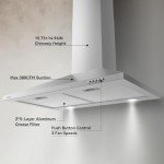 Hermitlux Range Hood 30 inch Stainless Steel, Wall Mount Vent Hood for Kitchen with Charcoal Filter, Ducted/Ductless Convertible