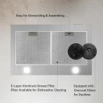 Hermitlux Range Hood 30 inch Stainless Steel, Wall Mount Vent Hood for Kitchen with Charcoal Filter, Ducted/Ductless Convertible