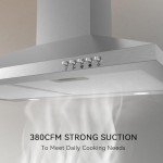 Hermitlux Range Hood 30 inch Stainless Steel, Wall Mount Vent Hood for Kitchen with Charcoal Filter, Ducted/Ductless Convertible