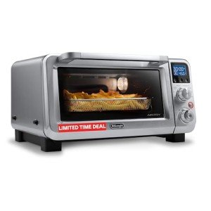 De'Longhi Air Fry Oven, Premium 9-in-1 Digital Air Fry Convection Toaster Oven, Grills, Broils, Bakes, Roasts, Keep Warm, Reheats, 1800-Watts + Cooking Accessories, Stainless Steel, 14L, EO141164M