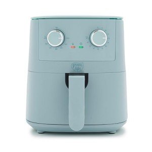 GreenLife 4.5QT Mechanical Air Fryer, PFAS-Free Ceramic Nonstick Crisper Drawer, Adjustable Temperature Timer Dial, LED Indicator, Holiday Gifting, Dishwasher Safe, Kitchen Essential, Blue Haze