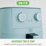 GreenLife 4.5QT Mechanical Air Fryer, PFAS-Free Ceramic Nonstick Crisper Drawer, Adjustable Temperature Timer Dial, LED Indicator, Holiday Gifting, Dishwasher Safe, Kitchen Essential, Blue Haze