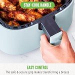 GreenLife 4.5QT Mechanical Air Fryer, PFAS-Free Ceramic Nonstick Crisper Drawer, Adjustable Temperature Timer Dial, LED Indicator, Holiday Gifting, Dishwasher Safe, Kitchen Essential, Blue Haze
