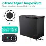 Antarctic Star 7.0 Cu.ft Chest Freezer 6.8℉to -4℉with Removable Basket Free Standing Top open Door Compact Freezer with Adjustable 7 Temperature Defrost Water Drain/Power Saving UL Certified Black