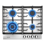 Weceleh 24 inch Gas Cooktop Stove Top 4 Burners Bulit-in Gas Stove 27400BTU with Thermocouple Protection,Easy Knob Control,NG/LPG Convertible Stainless Steel Easy Clean for Kitchen