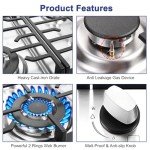 Weceleh 24 inch Gas Cooktop Stove Top 4 Burners Bulit-in Gas Stove 27400BTU with Thermocouple Protection,Easy Knob Control,NG/LPG Convertible Stainless Steel Easy Clean for Kitchen